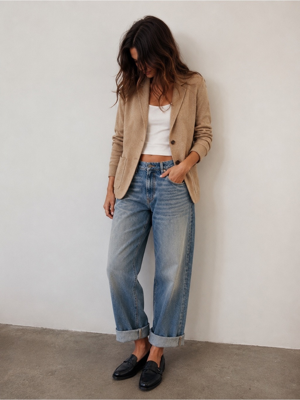 J. Crew Mercantile Camel Knit Sweater Blazer Size XXS